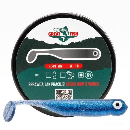 Guma Great Fish GF1 No Scent 49mm 1g BLUE PEARL 10szt.