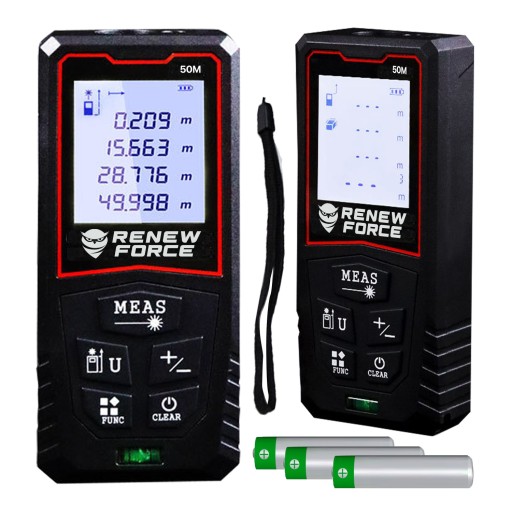 Cyfrowy DALMIERZ LASEROWY 50M LCD Miernik Odległości POZIOMICA Kątomierz