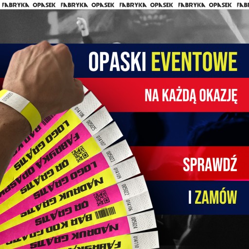 OPASKI NA RĘKĘ TYVEK 19mm - 100 szt. NADRUK GRATIS