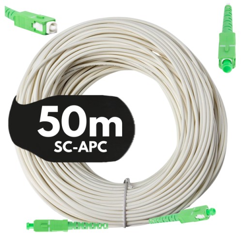 KABEL PRZEWÓD ŚWIATŁOWODOWY ŚWIATŁOWÓD PATCHCORD SC/APC-SC/APC SIMPLEX 50M