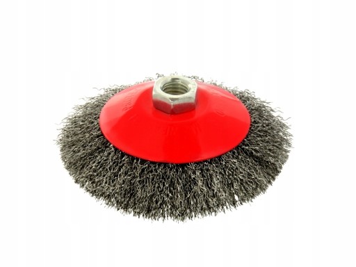 SZCZOTKA DRUCIANA BOCZNA OBROTOWA 100 mm STALOWA drut karbowany gwint M14