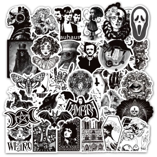 WLEPY CZARNE Zestaw naklejek STICKER bomb MIX 50sz