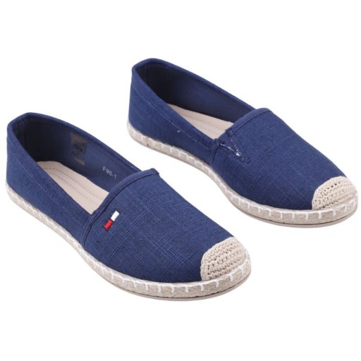 Espadryle damskie wsuwane płaskie granatowe lekkie