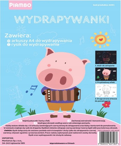 PIAMBO WYDRAPYWANKI KARTKI DO MALOWANIA ZWIERZĘTA