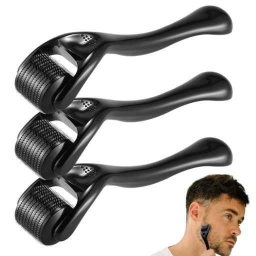 3x DERMA ROLLER ŁYSIENIE GĘSTA BRODA MEZOTERAPIA WŁOSY, 0.5/1.0/1.5mm