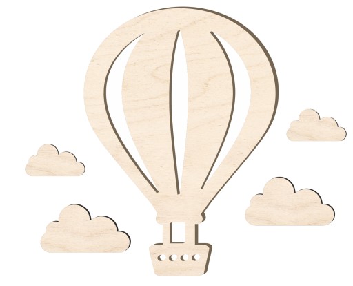 DREWNIANY BALON NA ŚCIANĘ z chmurkami DEKORY dekoracja ścienna