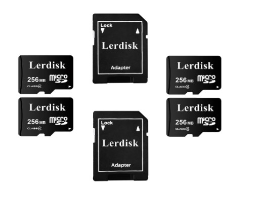 Lerdisk Karta pamięci micro SD 256 MB 4 szt + adapter 2 szt zestaw