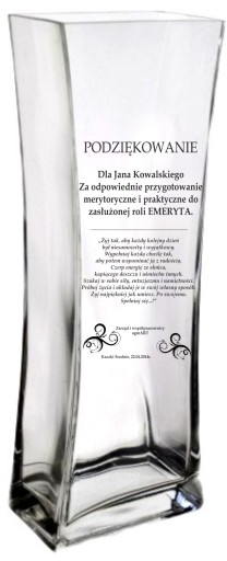 Podziękowanie prezent dla emeryta pracownika Wazon