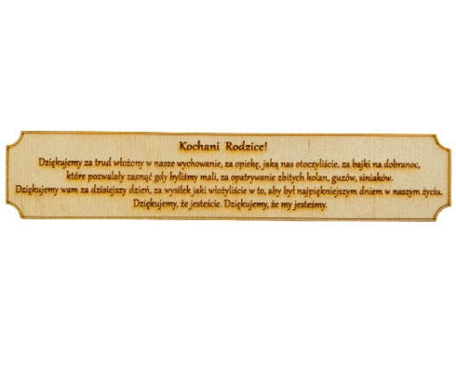 Tabliczka z napisem podziękowanie ślub wesele 20cm