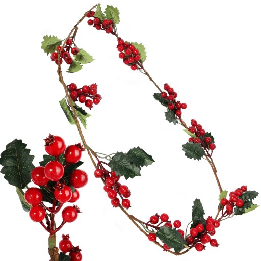 GIRLANDA Z JARZĘBINĄ OZDOBA ŚWIĄTECZNA 155CM