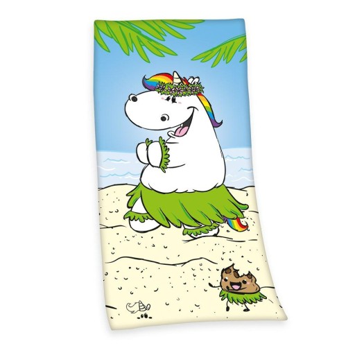Ręcznik plażowy 75x150 Jednorożec niebieski zielon