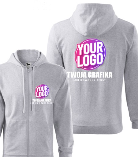 Bluza męska z kapturem z NADRUKIEM logo z przodu i na plecach 410