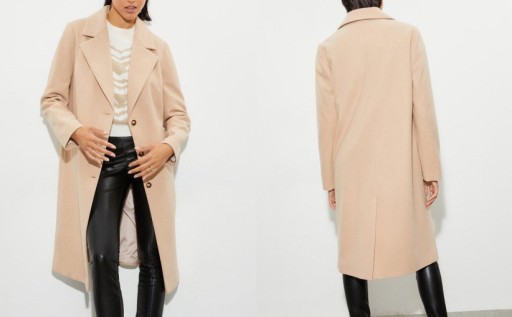 DOROTHY PERKINS PŁASZCZ BEŻOWY JEDNORZĘDOWY PROSTY 50 8DPF