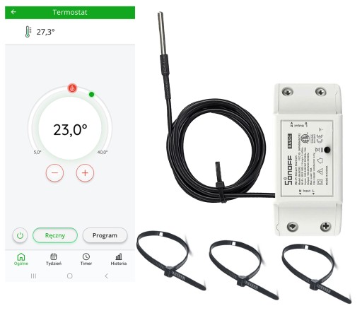SUPLA TERMOSTAT WiFi CZUJNIK TEMPERATURY 1mb Grzanie Chłodzenie Harmonogram