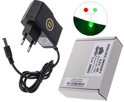 ŁADOWARKA SIECIOWA ZASILACZ 4.2V 2A (5.5x2.1)