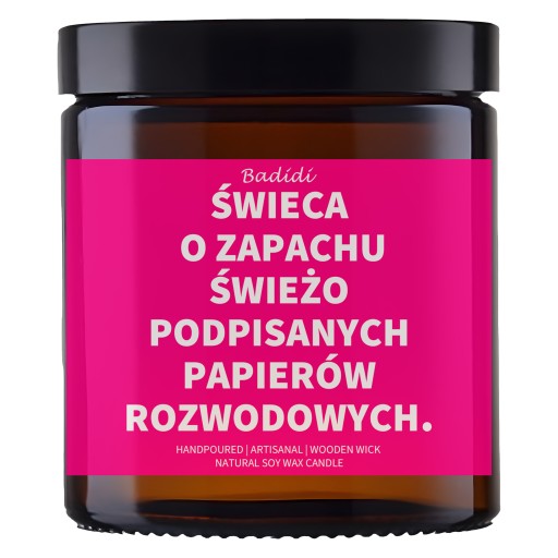 ŚWIECA ŚWIECZKA O ZAPACHU ŚWIEŻO PODPISANYCH PAPIERÓW ROZWODOWYCH 40H