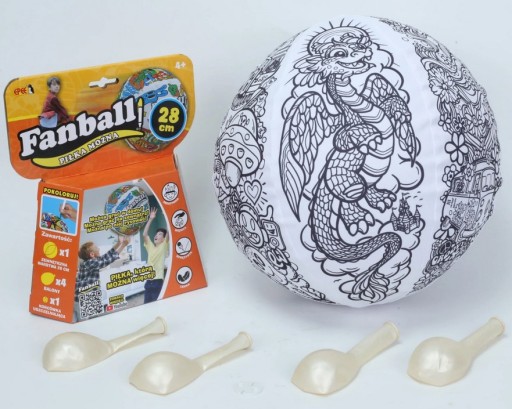 FanBall Piłka Można do kolorowania pomarańczowe opakowanie 28 cm
