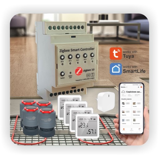 Zestaw do ogrzewania podłogowego Zigbee - 4 sekcje