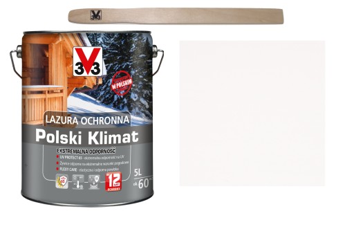 3V3 Wydajna Lazura 12Lat Ochronna Ekstremalna Impregnat Do Drewna White 5L