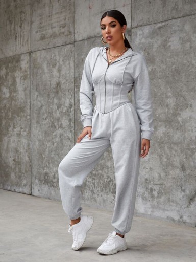 SHEIN SPODNIE DRESOWE DAMSKIE SZARE R.M R086043