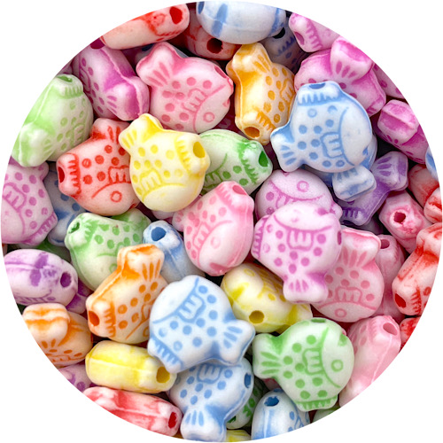 MIX KORALIKI AKRYLOWE RYBKI RYBA 10MM MIKS 50SZT