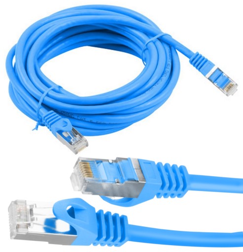 Kabel sieciowy LAN ETHERNET internetowy kat 6 FTP RJ45 1m Skrętka Niebieski