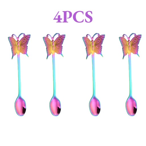 4PCS New Butterfly Tea-Spoon and fork Creative Bar Tableware Stainless