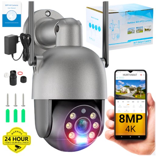 KAMERA IP WIFI ZEWNĘTRZNA OBROTOWA ULTRA HD ZOOM 8MPx 8MP 4K BEZPRZEWODOWA