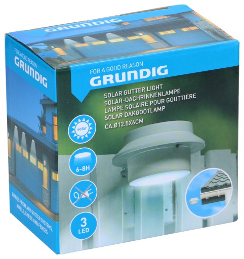 Lampa SOLARNA na Rynnę, Płot 3 x JASNE LED GRUNDIG