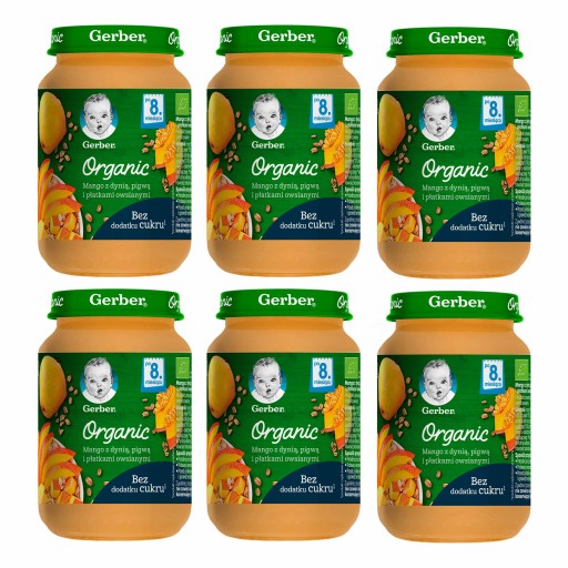 GERBER ORGANIC Deserek Mango z dynią, pigwą i płatkami owsianymi 6x190g