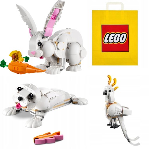 PREZENT LEGO DLA 8+ LATKI Klocki Creator 31133 Biały królik + TORBA LEGO
