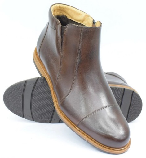 BUTY TRZEWIKI MĘSKIE SKÓRA BRĄZ 45 30 cm PAN 1221