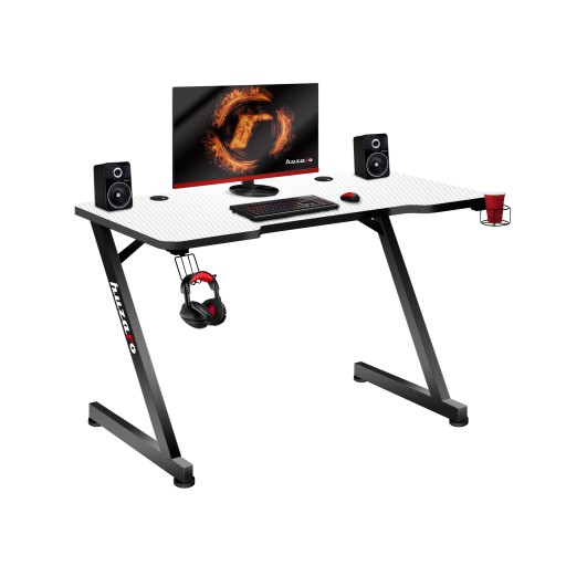 Biurko Gamingowe Gracza Młodzieżowe Huzaro Hero 2.5 White Białe Carbon