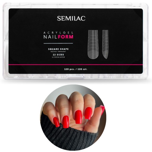 Semilac Górne Formy do akrylożelu Acrylgel Form Square Kwadrat 120szt SEOL