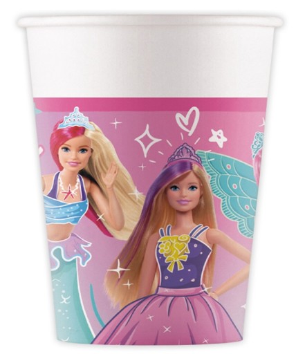 Kubeczki papierowe lalki Barbie 8 sztuk