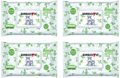 BAMBOOLOVE Chusteczki nawilżane DLA DZIECI 4x60szt