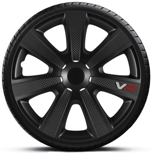 4szt 16 KOŁPAK VR CARBON BLACK EMBLEMAT GRATIS