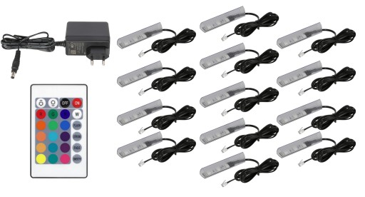 13x klipsy LED RGB do półek szyb klips KOMPLET