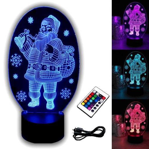 OZDOBA ŚWIĄTECZNA MIKOŁAJ 3D LED KOLORY RGB PILOT