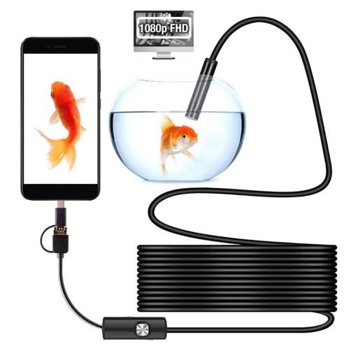 KAMERA INSPEKCYJNA ENDOSKOPOWA ANDROID TELEFON PC USB 3w1 MAGNES LUSTERKO