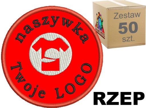 Naszywka z własnym LOGO grafiką z RZEPEM 50 szt