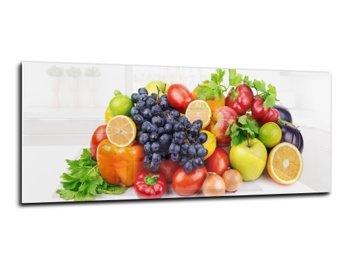 panel szklany między meble dekor 125x50 owoce