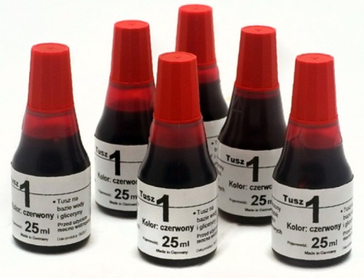 Tusz Czerwony w Butelce 25ml do Stempli WYDAJNY!!