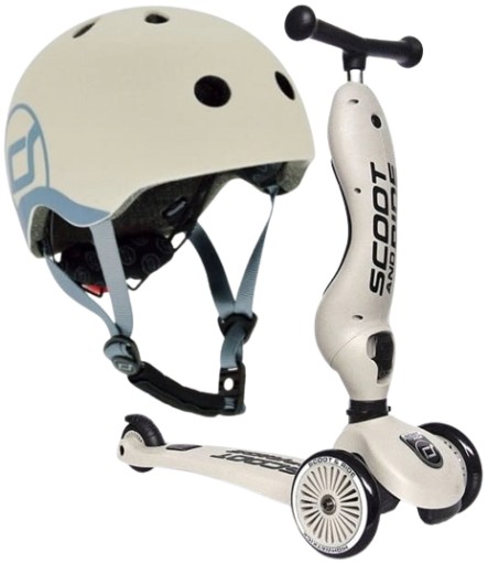 SCOOTANDRIDE Ash ZESTAW HULAJNOGA Jeździk 2w1 + KASK z LED XXS do S 1+