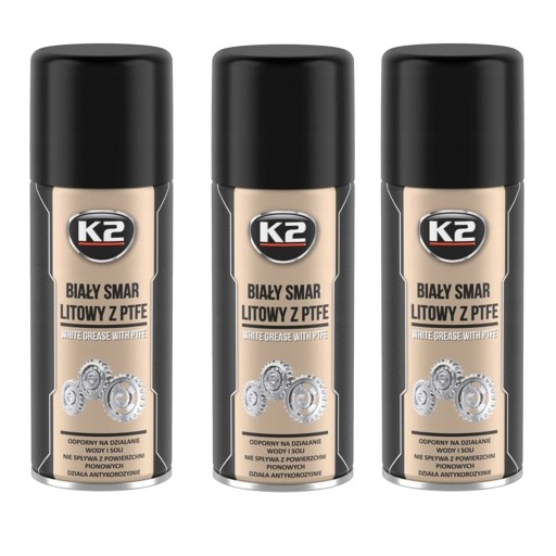 K2 BIAŁY SMAR LITOWY Z TEFLONEM PTFE 400ml W121 x3