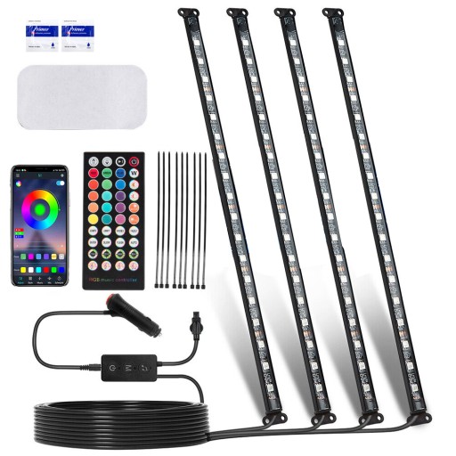 OŚWIETLENIE LED RGB WNĘTRZA AUTA KABINY SAMOCHODU