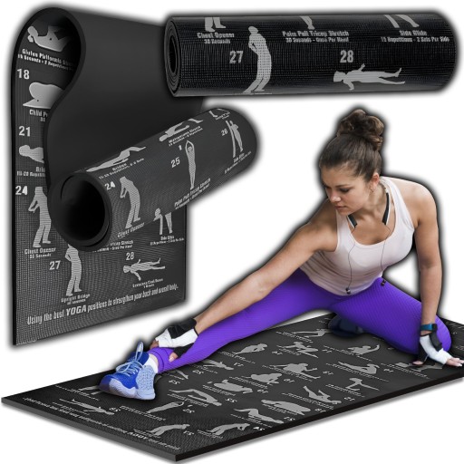 MATA DO JOGI ĆWICZEŃ FITNESS PILATES GIMNASTYCZNA ANTYPOŚLIZGOWA 28 POZYCJI