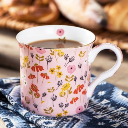 [Bone China] Kubek PinkFlower Light Filiżanka Kawy