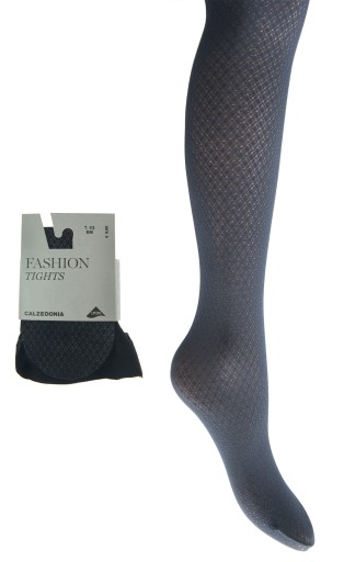 CALZEDONIA rajstopy granatowe wzór romby 1/2 S/M