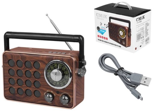 Stylowe przenośne radio retro Bluetooth USB Drewno